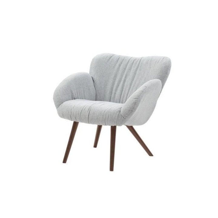Fauteuil - Pieds bois - Tissu gris - L 50 x P 72 x H 85 cm- LANCASTER