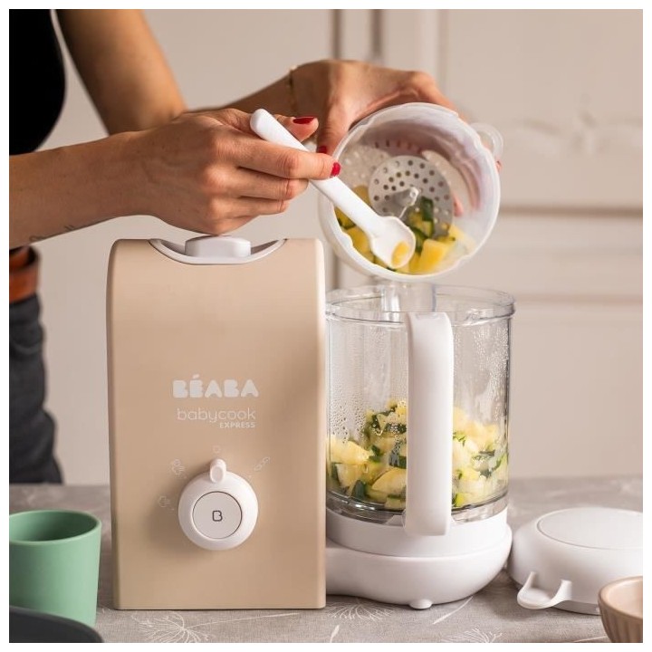 BEABA, Babycook express, robot bébé, 4 en 1 mixeur-cuiseur, terre d'