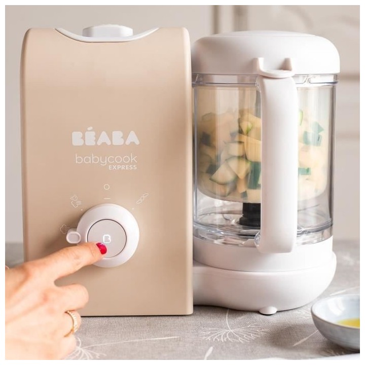 BEABA, Babycook express, robot bébé, 4 en 1 mixeur-cuiseur, terre d'