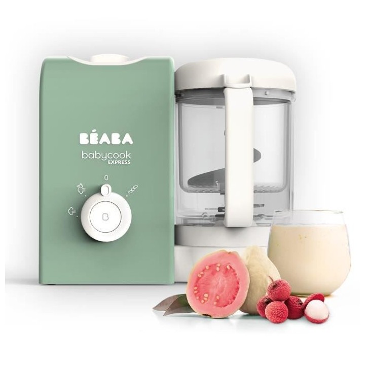 BEABA, Babycook express, robot bébé, 4 en 1 mixeur-cuiseur, vert sau