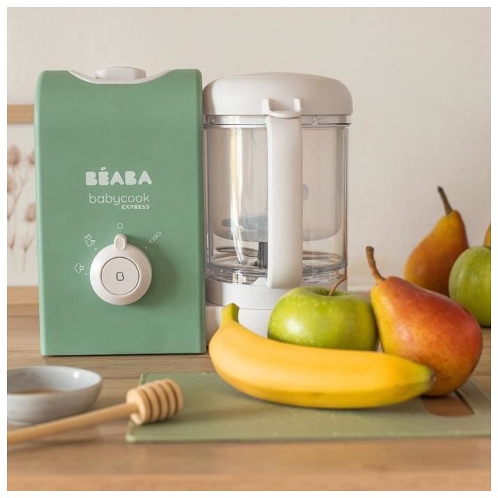 BEABA, Babycook express, robot bébé, 4 en 1 mixeur-cuiseur, vert sau