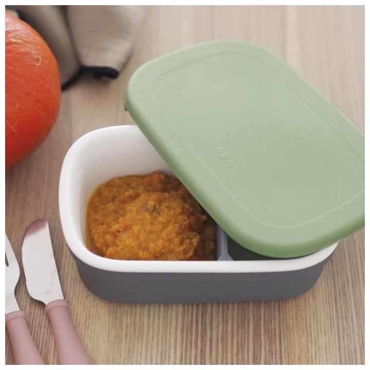 BEABA, Boîte repas bébé, céramique, mineral / vert sauge