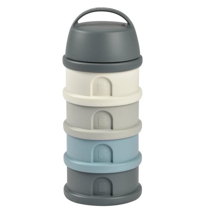 BEABA, Boîte doseuse, 4 compartiments, mineral grey / blue