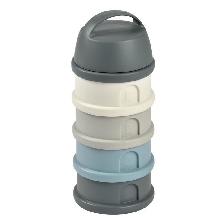 BEABA, Boîte doseuse, 4 compartiments, mineral grey / blue