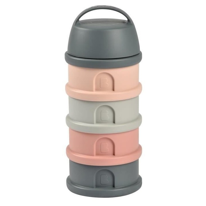 BEABA, Boîte doseuse, 4 compartiments, mineral grey / pink