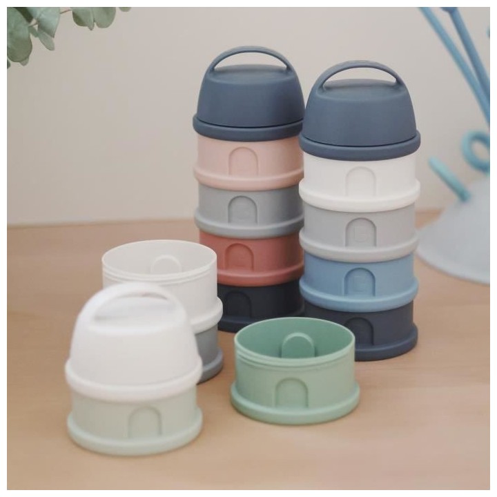 BEABA, Boîte doseuse, 4 compartiments, mineral grey / pink