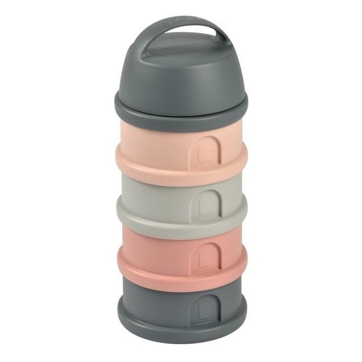 BEABA, Boîte doseuse, 4 compartiments, mineral grey / pink
