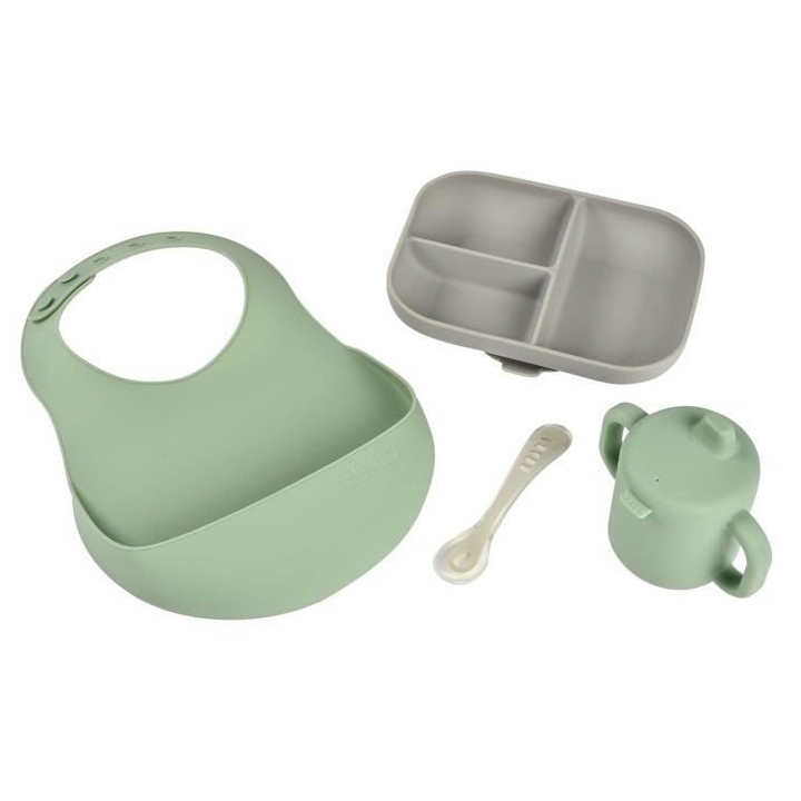 BEABA, Coffret les essentiels repas de bébé, silicone