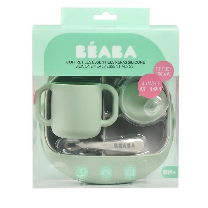 BEABA, Coffret les essentiels repas de bébé, silicone