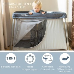 BEABA, Lit parapluie 3 en 1, eazy sleep, gris minéral