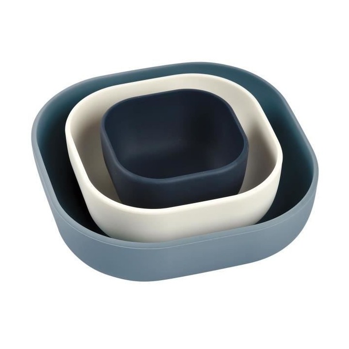BEABA, Lot de 3 bols silicone gigogne, night / cotton / baltic