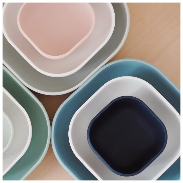 BEABA, Lot de 3 bols silicone gigogne, night / cotton / baltic