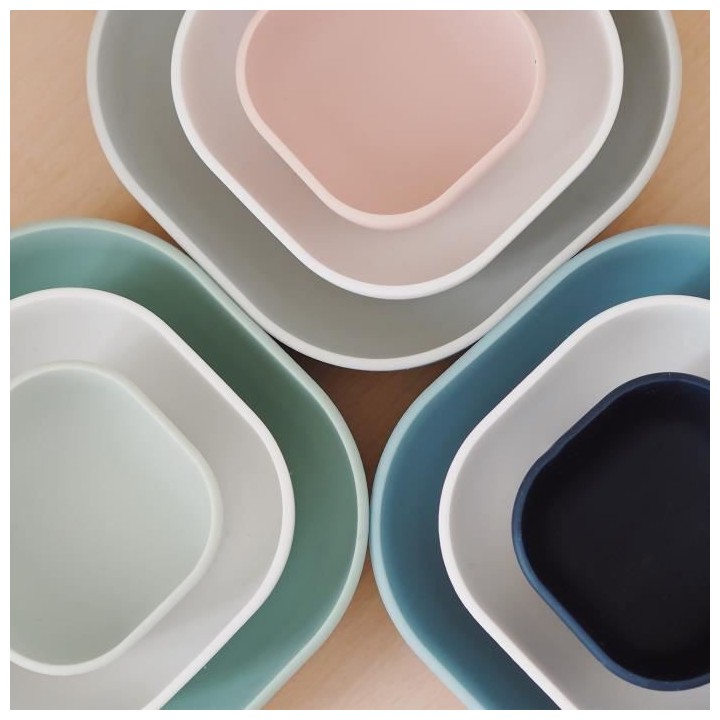 BEABA, Lot de 3 bols silicone gigogne, velvet grey / cotton / dustyros