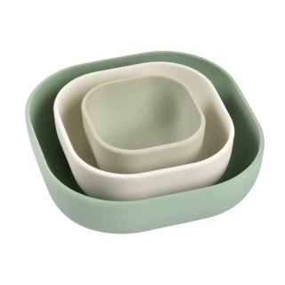 BEABA, Lot de 3 bols silicone gigogne, sage green / cotton / mimisty g