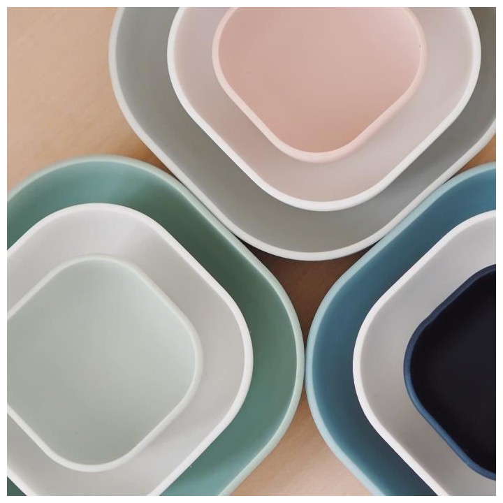 BEABA, Lot de 3 bols silicone gigogne, sage green / cotton / mimisty g