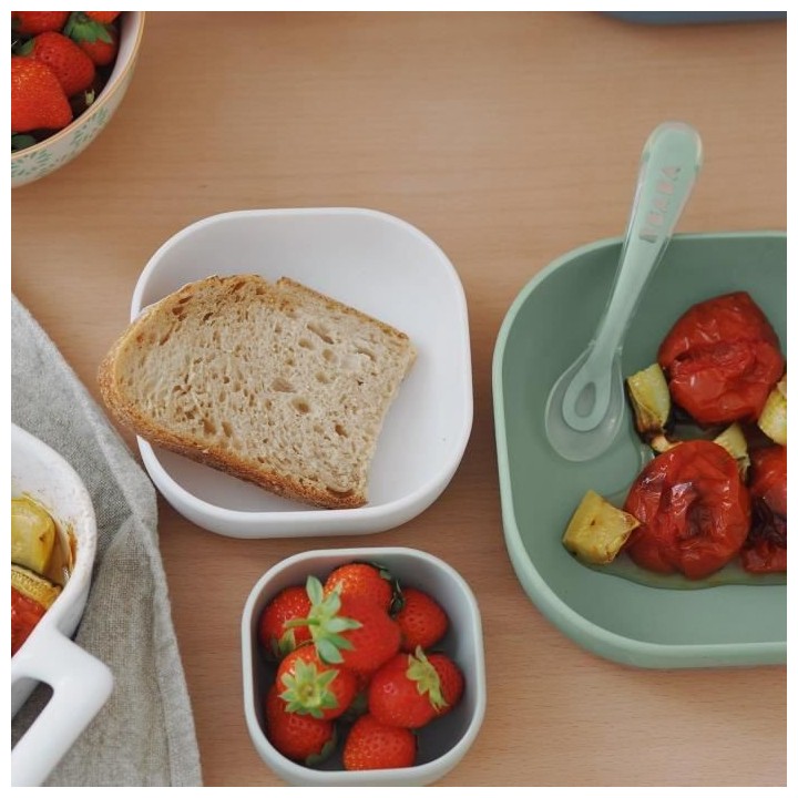 BEABA, Lot de 3 bols silicone gigogne, sage green / cotton / mimisty g