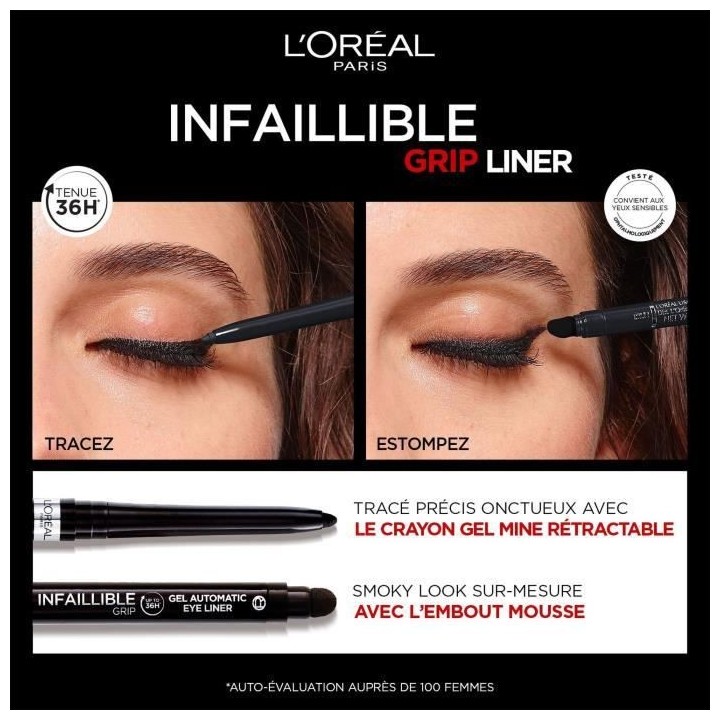 Eyeliner L'OREAL PARIS INFAILLIBLE Mine rétractable waterproof - Tenu