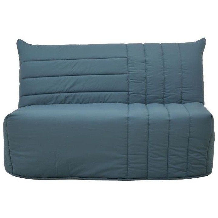 Banquette BZ 2 places BECCI - Tissu bleu de prusse - Matelas Bultex -