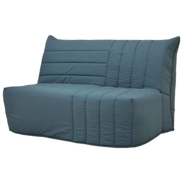 Banquette BZ 2 places BECCI - Tissu bleu de prusse - Matelas Bultex -