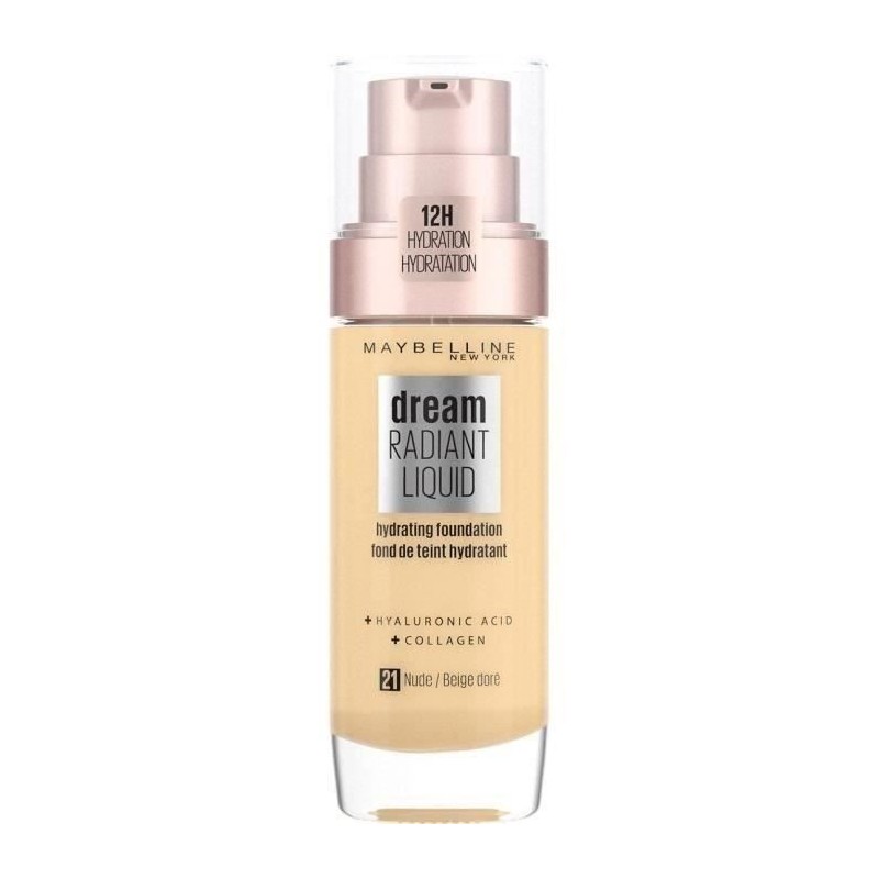 Fond de teint Dream Radiant Liquid MAYBELLINE NEW YORK - Eclat & soin hydratant 12H - 21 beige doré