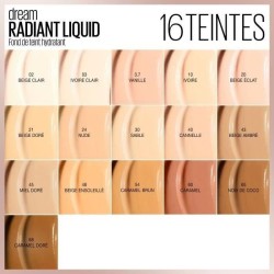 Fond de teint Dream Radiant Liquid MAYBELLINE NEW YORK - Eclat & soin hydratant 12H - 21 beige doré