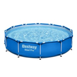 Kit Piscine hors sol tubulaire BESTWAY - Steel Pro™ - 366 x 76 cm - Ronde (Livrée avec un filtre a cartouche)