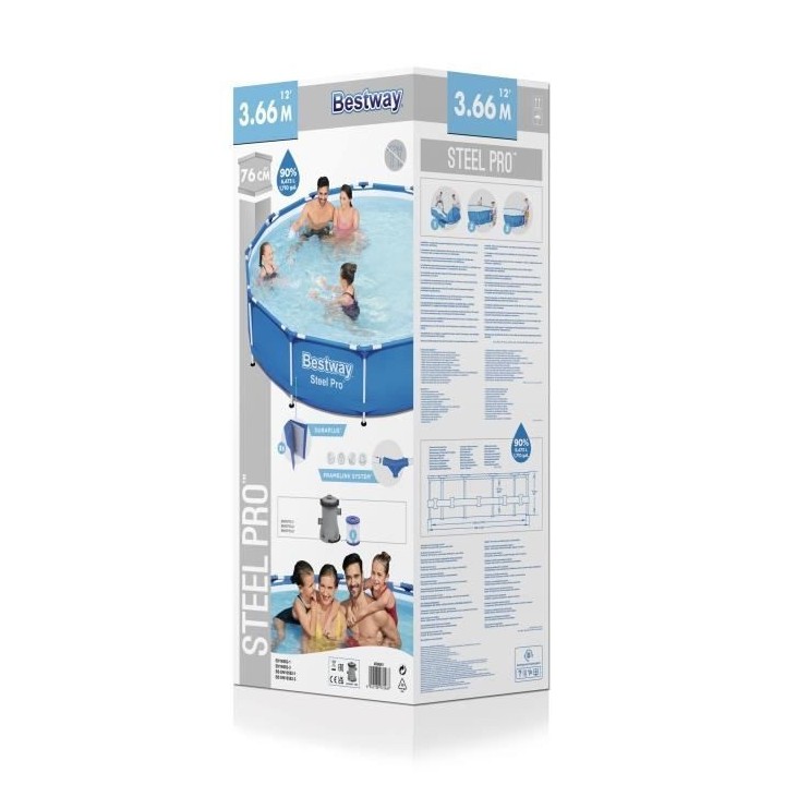 Kit Piscine hors sol tubulaire BESTWAY - Steel Pro™ - 366 x 76 cm -