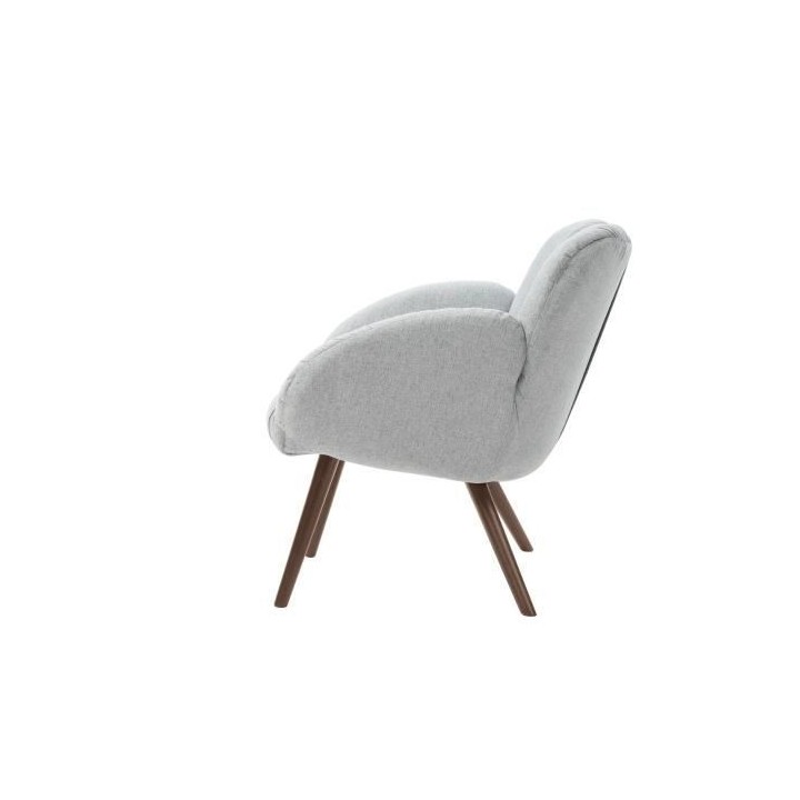 Fauteuil - Pieds bois - Tissu gris - L 50 x P 72 x H 85 cm- LANCASTER