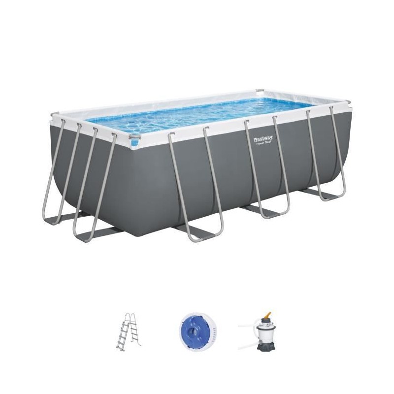 Piscine hors sol Power Steel™ 412 x 201 x 122cm, filtre a sable, échelle, diffuseur Chemconnect™