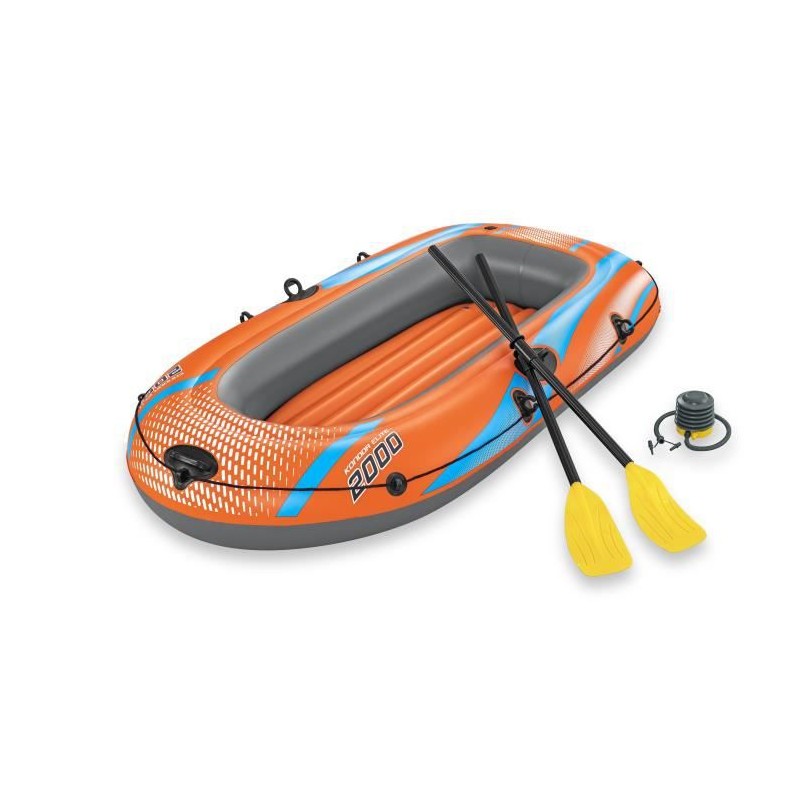 Canoë - BESTWAY - Kondor Elite™ 2000 raft set - 196 x 106 cm - 1 adulte+1enfant - 120kg max - pompe a pied - 2 pagaies