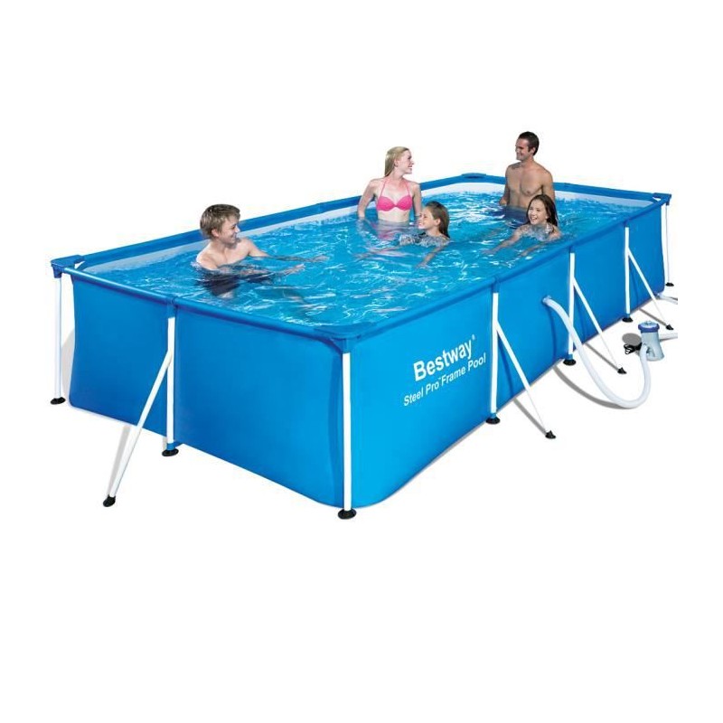 Kit Piscine hors sol tubulaire BESTWAY - Steel Pro™ - 400 x 211 x 81 cm - Rectangulaire (Livrée avec une pompe de filtration)