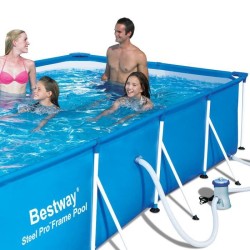 Kit Piscine hors sol tubulaire BESTWAY - Steel Pro™ - 400 x 211 x 81 cm - Rectangulaire (Livrée avec une pompe de filtration)