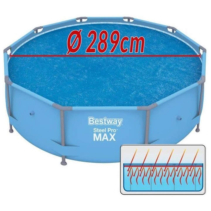 Bâche solaire pour piscines, housse diametre 289cm pour Ø305 cm Fast