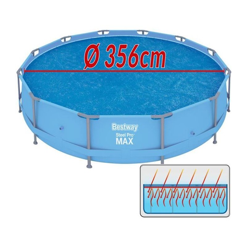 Bâche solaire pour piscines, housse pour piscines Ø356 cm pour Fast Set™ Ø366cm