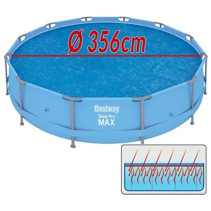 Bâche solaire pour piscines, housse pour piscines Ø356 cm pour Fast