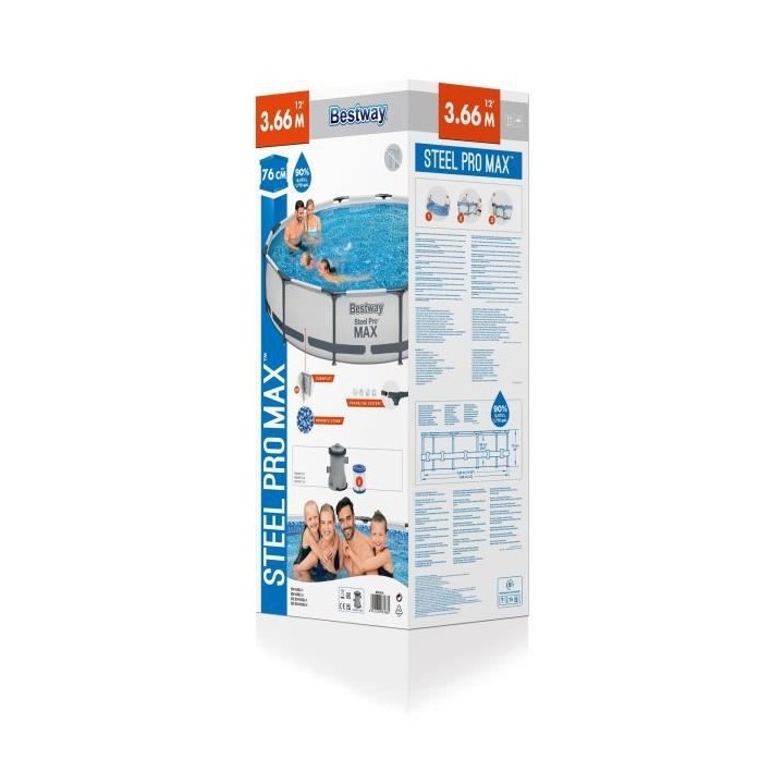 Piscine hors sol ronde Steelpro max 366x76 cm - BESTWAY - 56416