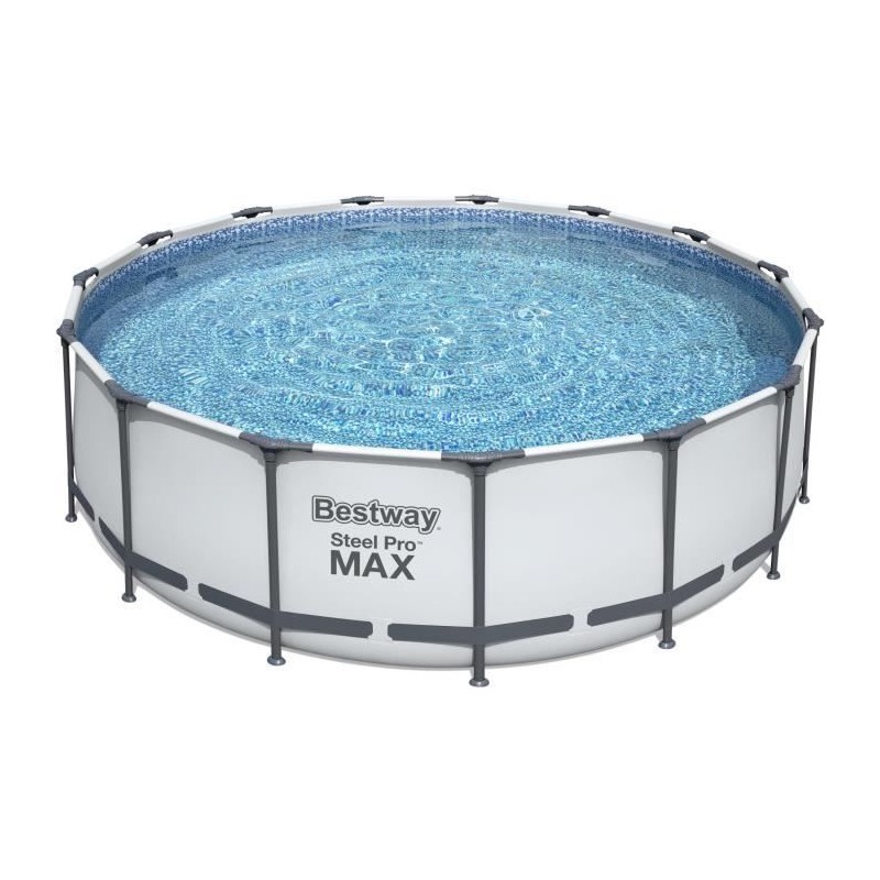 Kit Piscine hors sol tubulaire BESTWAY Steel Pro Max - 457 x 122 cm - Ronde (Livrée avec pompe de filtration, échelle, bâche)