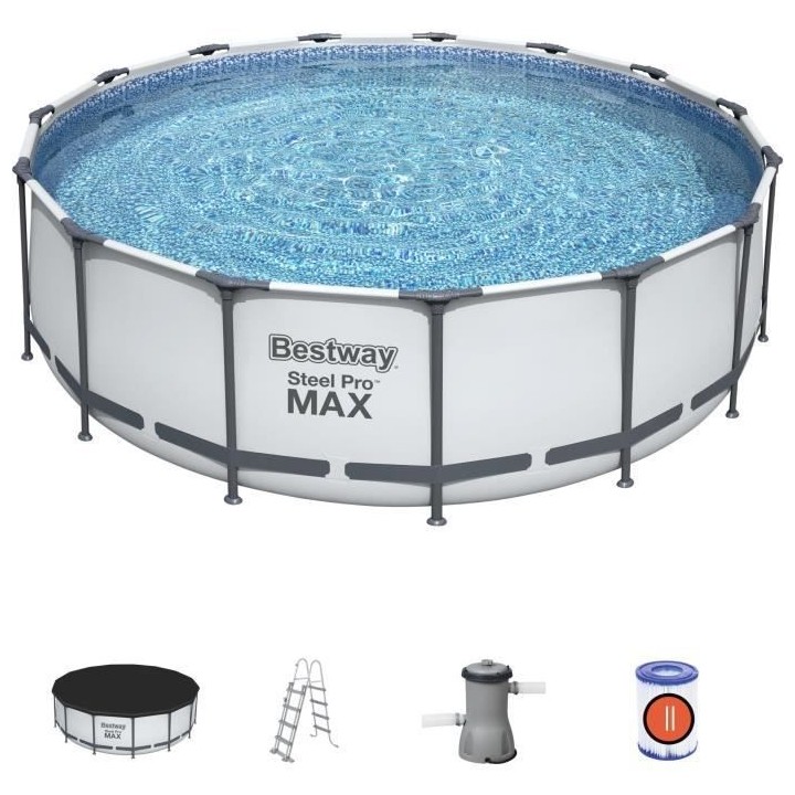 Kit Piscine hors sol tubulaire BESTWAY Steel Pro Max - 457 x 122 cm -