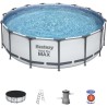 Kit Piscine hors sol tubulaire BESTWAY Steel Pro Max - 457 x 122 cm - Ronde (Livrée avec pompe de filtration, échelle, bâche)