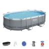 Kit Piscine hors sol tubulaire BESTWAY - Power Steel™- 488 x 305 x 107 cm - Ovale (Livrée avec une échelle, une bâche, un