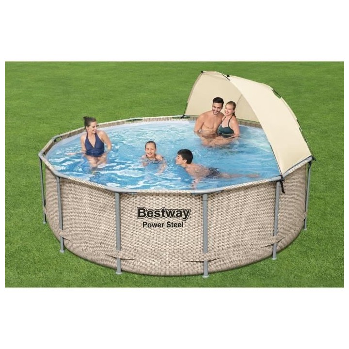 Kit Piscine hors sol tubulaire BESTWAY Power Steel 396 x 107 cm Ronde