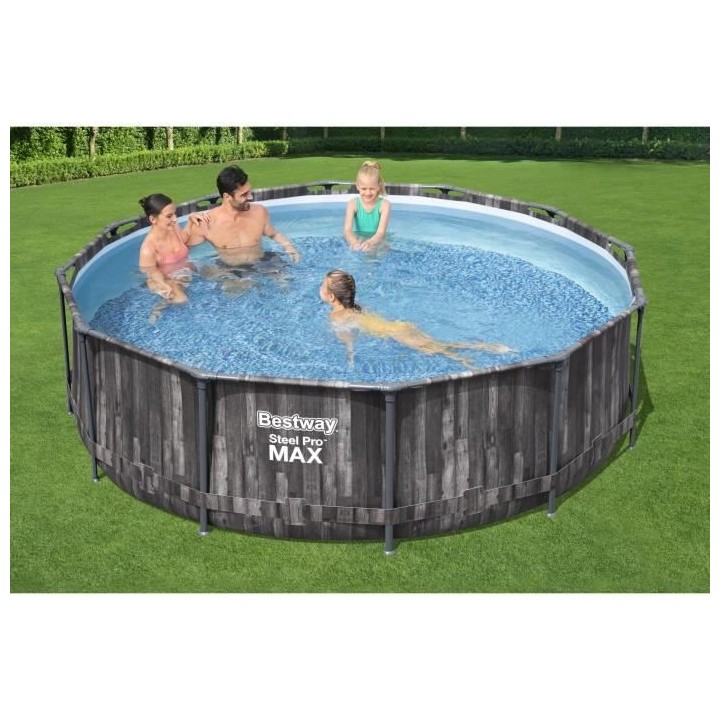 BESTWAY Piscine hors sol SteelPro Max ronde Décor bois, 366 x 100 cm,