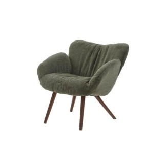 Fauteuil - Pieds bois - Tissu vert - L 50 x P 72 x H 85 cm - LANCASTER