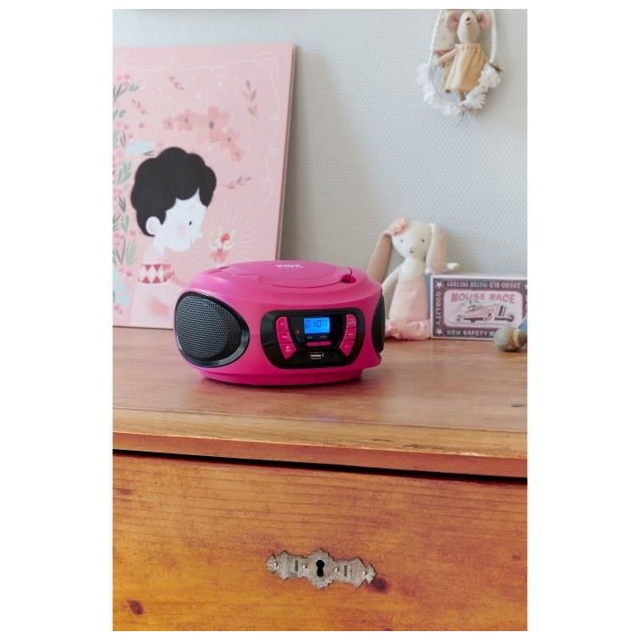 Lecteur radio cd portable BIGBEN INTERACTIVE usb bt rose