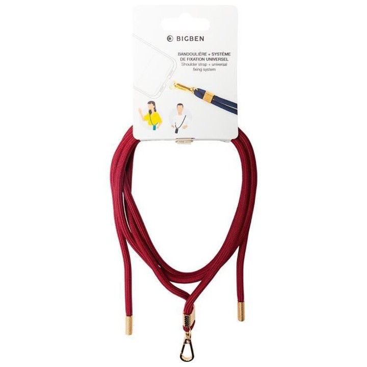 Coque bandouliere rouge détail gold BBC