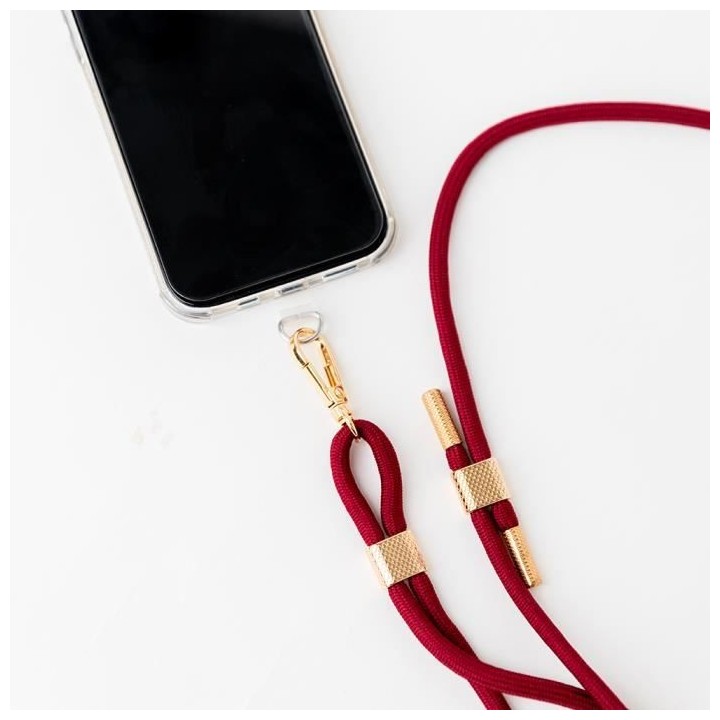 Coque bandouliere rouge détail gold BBC