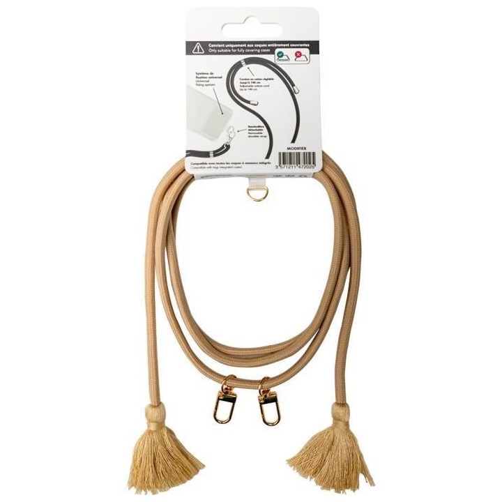 Coque bandouliere beige avec pompons BBC