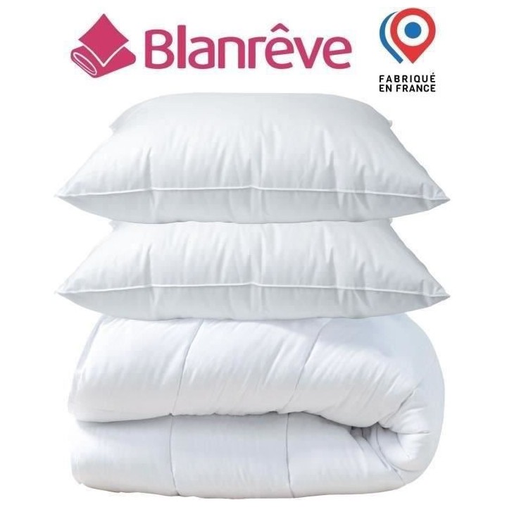Pack linge de lit - Couette 240x220 cm et 2 oreillers 60x60 cm - BLANR