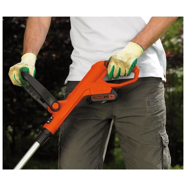 BLACK+DECKER Coupe-Bordure 23 cm 18 V 2 Ah - GLC1823L20-QW - Tete Pivo