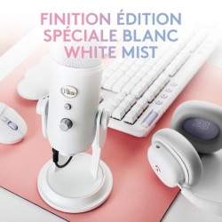 Microphone USB - Blue Yeti Premium - Pour Enregistrement, Streaming, Gaming, Podcast sur PC ou Mac - Blanc White Mist